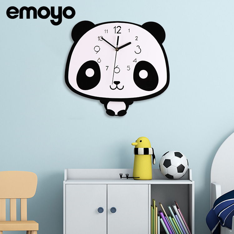 household Acrylic lovely swing panda Wall clock originality Cartoon children Clock quartz Mute decorate clocks and watches