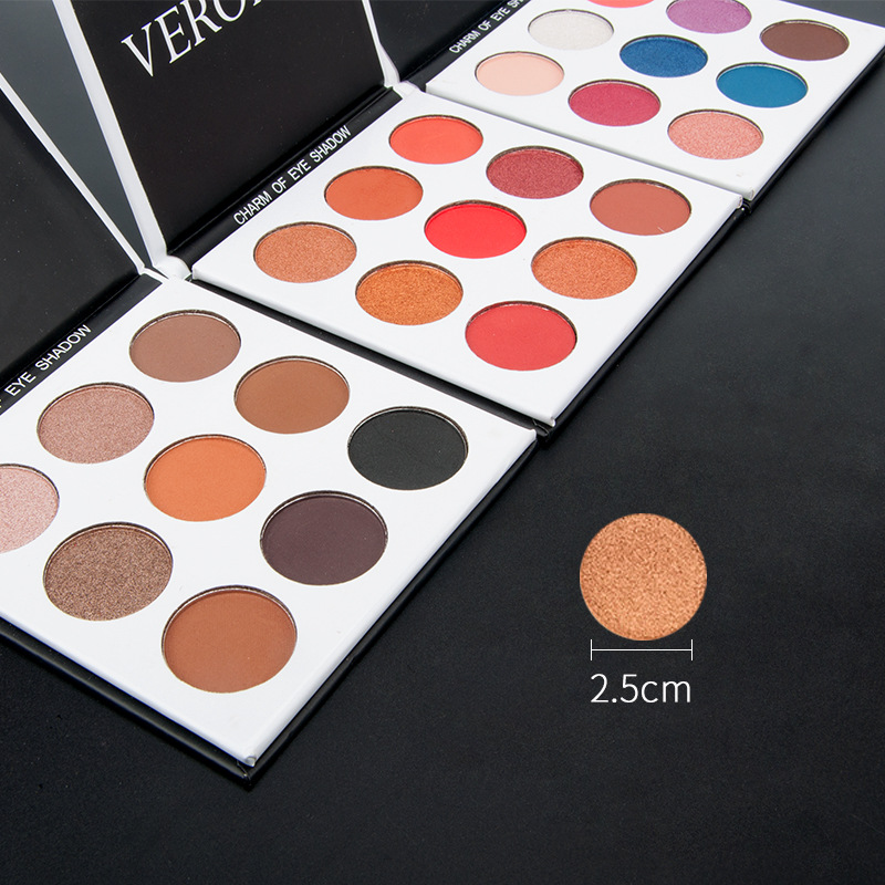 Veronni mate tierra camafeo marr&oacute;n nueve colores sombra de ojos placa nacarado brillo chica barato sombra de ojos principiante
