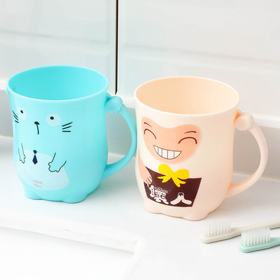 2元店新款卡通牙刷杯防摔馬克杯水杯兒童漱口杯創意卡通杯