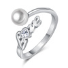 Fashionable elegant zirconium with bow, one size ring from pearl, micro incrustation, wholesale