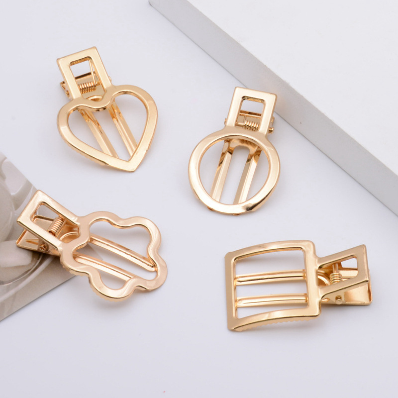 Korean Edition alloy Hollow love square circular Cinquefoil Bifurcated Duckbill clip Cloth around diy manual Hairpin Accessories