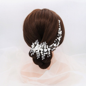 Miallo Retro Bride Wedding Pan Hair Headwear Studio Photography with Makeup Hair Jewelry Acrylic Flower Pearl Hair Band