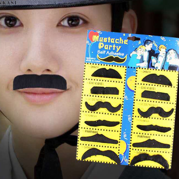 Commerce electrónico transfronterizo Pascua fiesta de barba falsa negra carnaval 12ps tarjetas de huerto barba falsa Halloween barba falsa