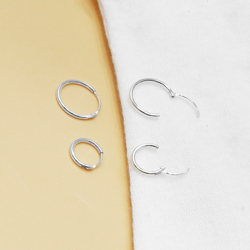 925 Sterling Silver Material 1 Pair 925 Sterling Silver Solid Color Earrings