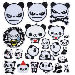 廠家直供卡通動物布貼 DIY布貼服裝包包輔料背膠刺繡布貼小熊貓