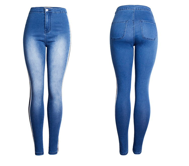 Odzież damska Wysoka talia, slim, stretch, dwustronnie wycięte dżinsy, spodnie damskie, ołówkowe spodnie_voghion.com