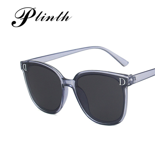Personalized Internet celebrity trendy one-piece frameless ultra-black sunglasses for women with large frames for round faces, street style sunglasses, square frame glasses