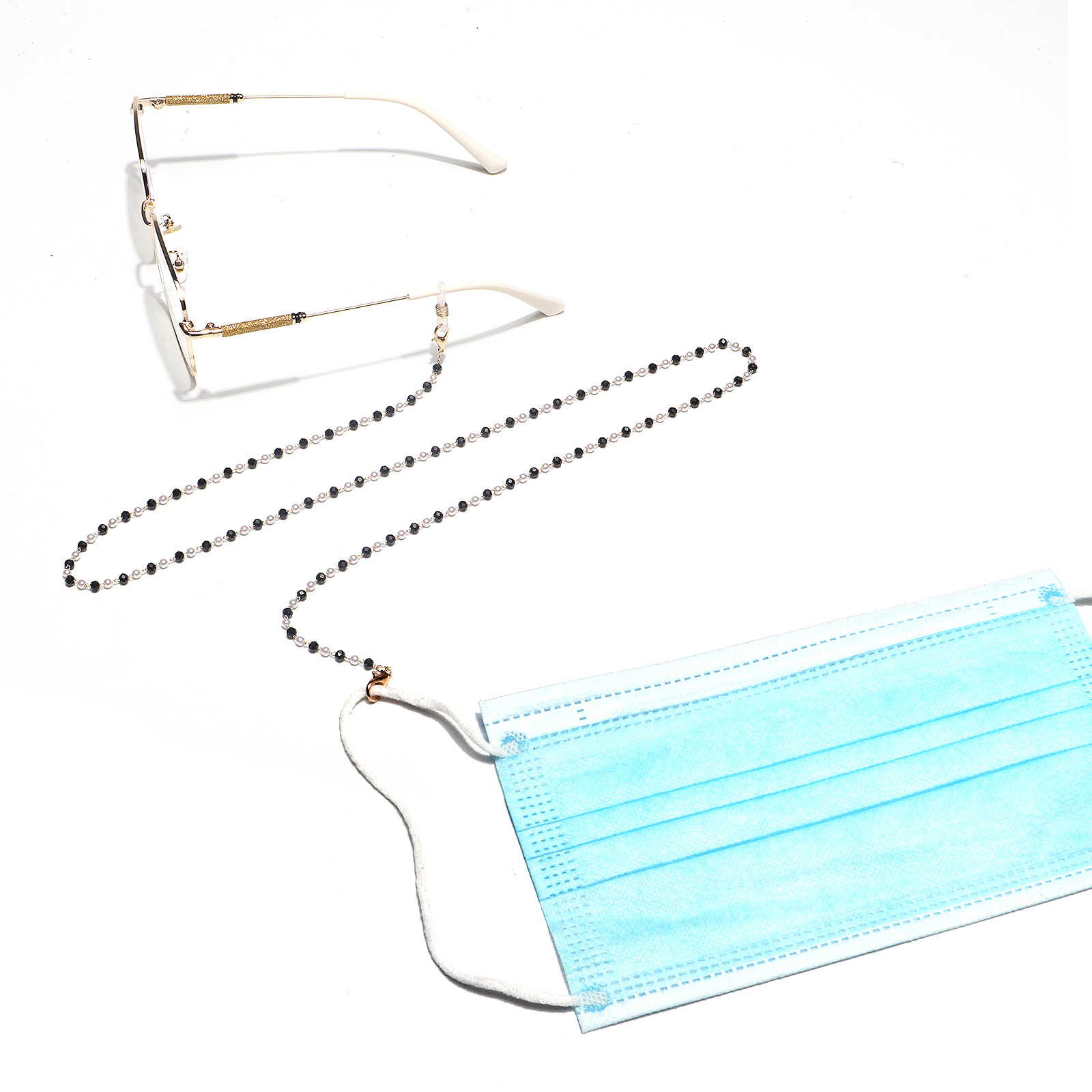 Hochwertige Mode Perlschwarze Kristall Brillenkette display picture 1