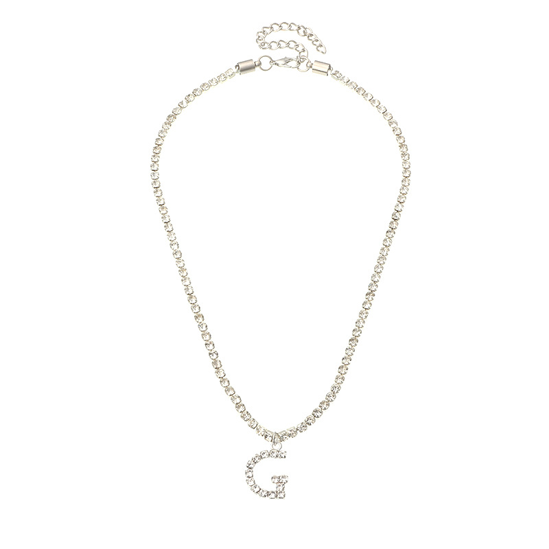 fashion new popular wild 26 English alphabet necklace full diamond choker necklace nihaojewelry whol