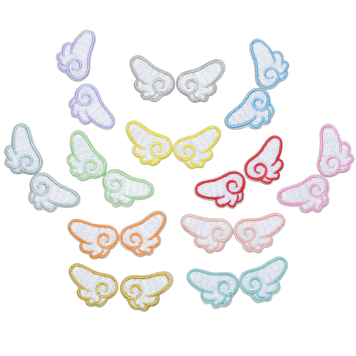 Cute multi-colored wings cloth stickers bags shoes and clothing accessories DIY decorative decals hot sale self-adhesive spot