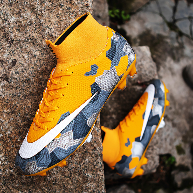 Foreign Trade Large Size Football Shoes New High Top TF Sneakers Male And Female Students Spikes AG Flat Student Training Wholesale_voghion.com