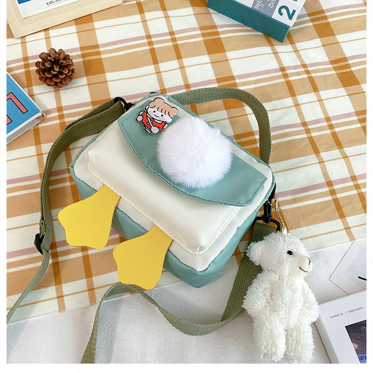 Creative and personalized duck-butted single-shoulder small square bag for women 2021 cross-border bag canvas mobile phone coin purse undefined