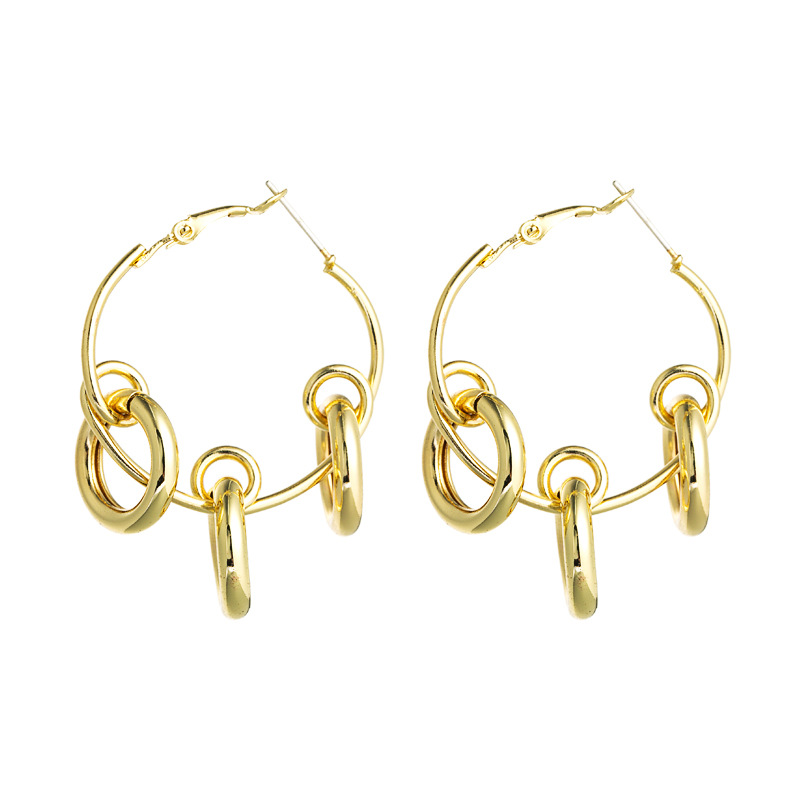 Knotted Circle Earrings Alloy S925 Silver Needle Earrings Exaggerated Gold Earrings Wholesale Nihaojewelry display picture 6