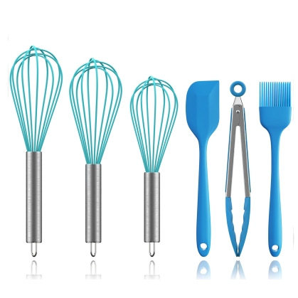 Silicone Whisk Silicone oil brush Silicone spatula 7-inch food clip Five-piece dress Amazon&#39;s Hot