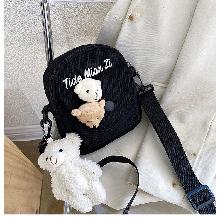 Korean version of Instagram, Japanese style Harajuku, cute and soft girl, with a unique vintage look, girl canvas single-shoulder small crossbody bag, female student undefined