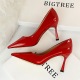 627-3 European and American fashion simple bright surface patent leather shallow mouth pointed thin heel high heels sexy show thin high heels single shoes