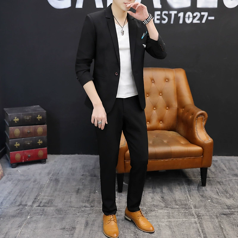(Граница торговли), набор, классический костюм, корейский стиль, Slim fit