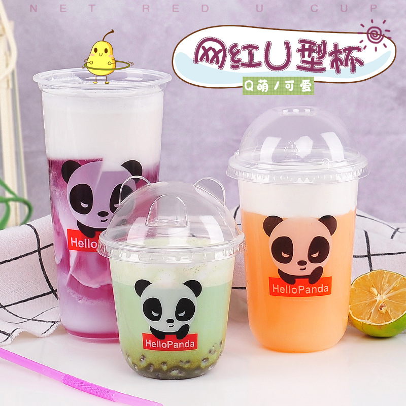 disposable 90 caliber Cup fat tea with milk fruit juice yogurt fruit Type U Drink Cup Thickening custom logo