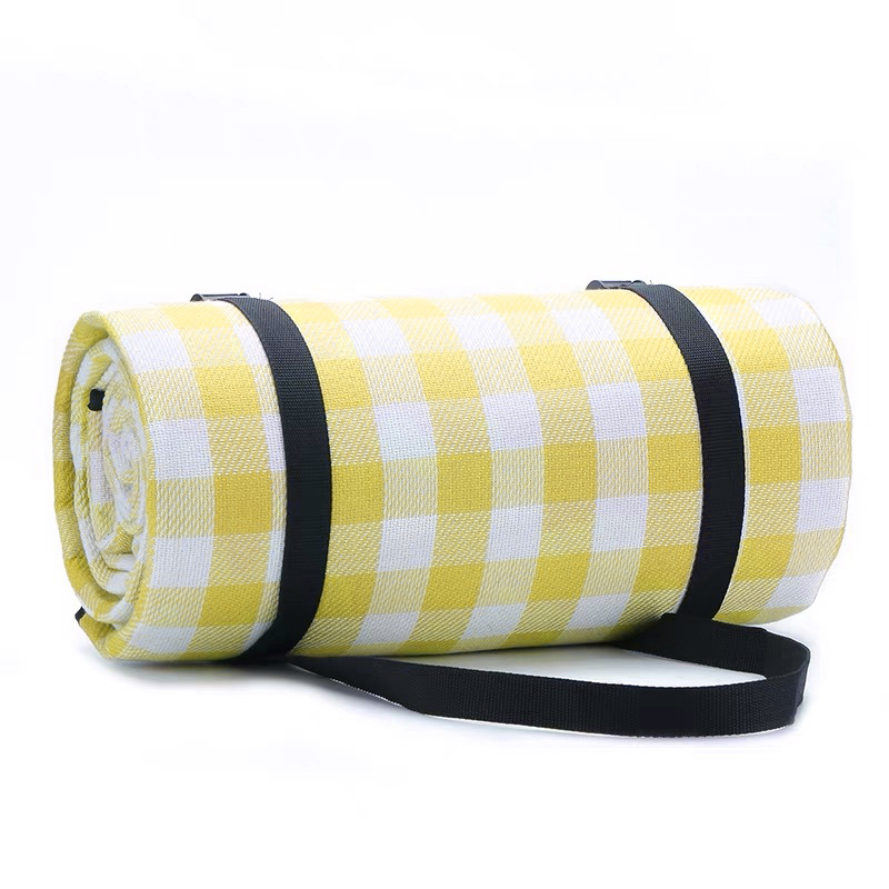 新品现货批发嫩黄格野餐垫 加大加厚防潮垫