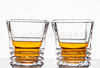 廠家直銷壓制四方形彈簧橫紋威士忌平底玻璃酒杯可定制LOGO