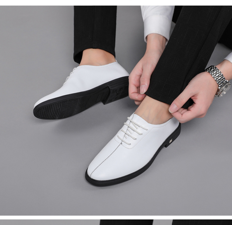Men's Soft-soled White Formal Leather Shoes, Wind Work Men's Shoes_voghion.com