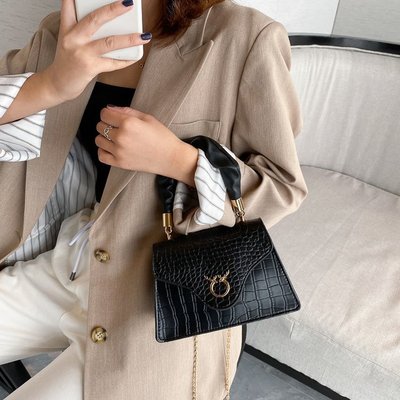 厂家直销2020新款潮时尚鳄鱼纹单肩手提包百搭ins链条斜挎小包|ms