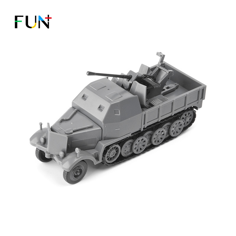 Lejia4 DAssembled8-ton Half-track Armored Vehicle FLAK37 Anti-aircraft Gun Model1:72 Simulated Military Toy