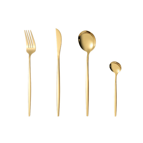 304 stainless steel cutlery, forks, spoons and chopsticks creative Portuguese Western tableware black gold glossy steak cutlery set wholesale