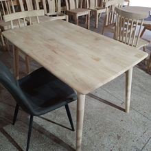 北歐實木餐桌白胚白坯白茬家具橡膠木原木色胡桃色餐桌實木餐桌椅