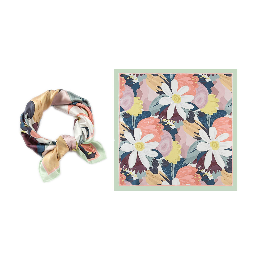 Spring scarves female elegant Korean floral scarf fashion wild temperament headscarf summer thin section decorative square towel