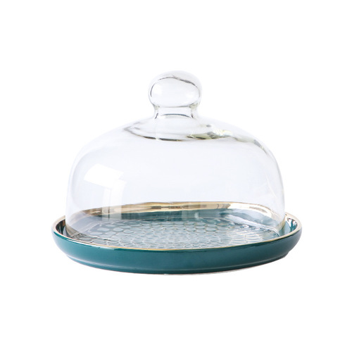 Nordic New Dessert Tray Cake Dessert Tray Western Pastry Baking Transparent Glass Cover Dessert Tray Bread Display Tray