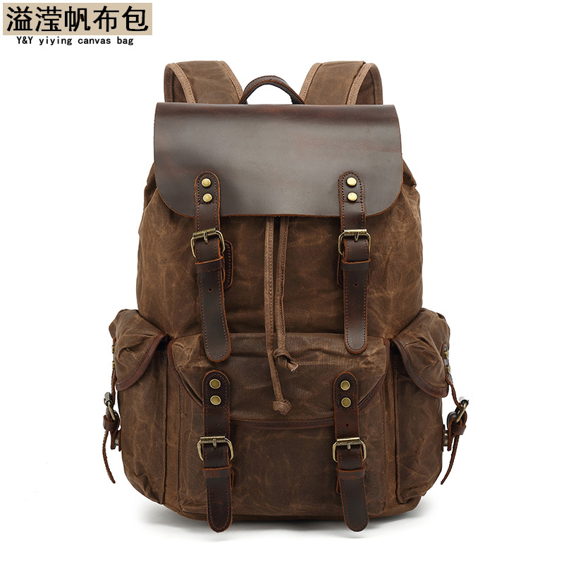 Men's and women's backpack retro backpac...