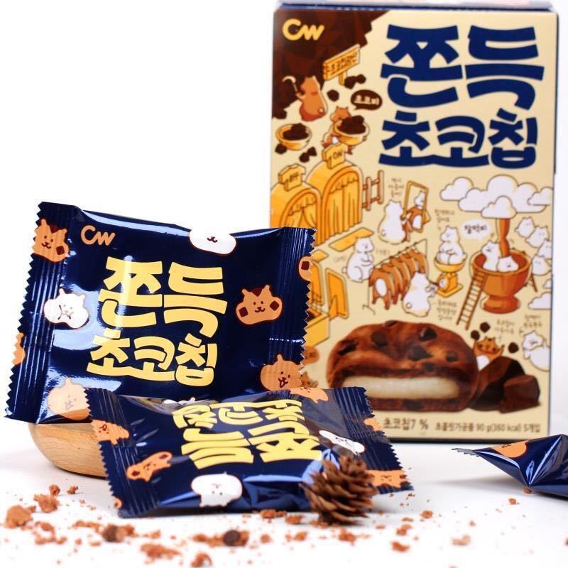 韩国进口九日CW青佑糯米巧克力味豆软糯夹心青右打糕90g*18盒/箱|ms