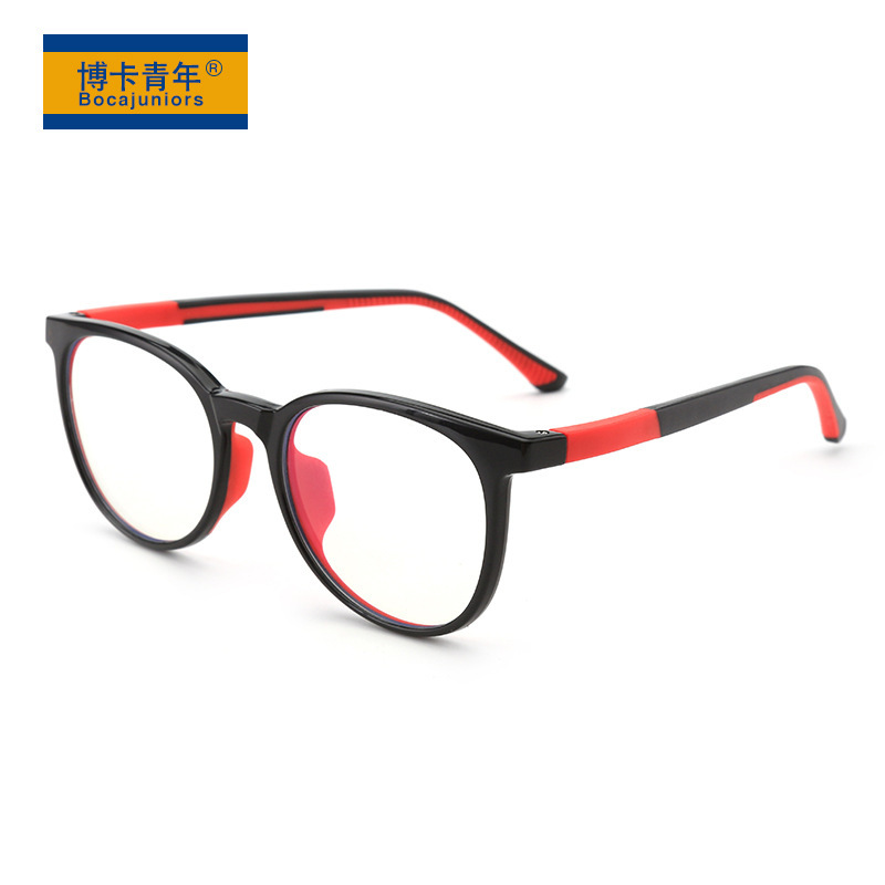 2021新款男女童防蓝光护目镜时尚双色软胶平光镜圆框眼镜潮F2043