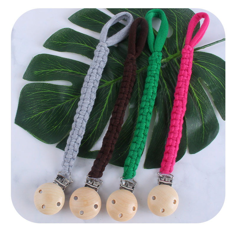 Nuevo DIY bebé juguete creativo Hemu pezón clip hecho a mano algodón tejido chupete cadena pezón cuerda