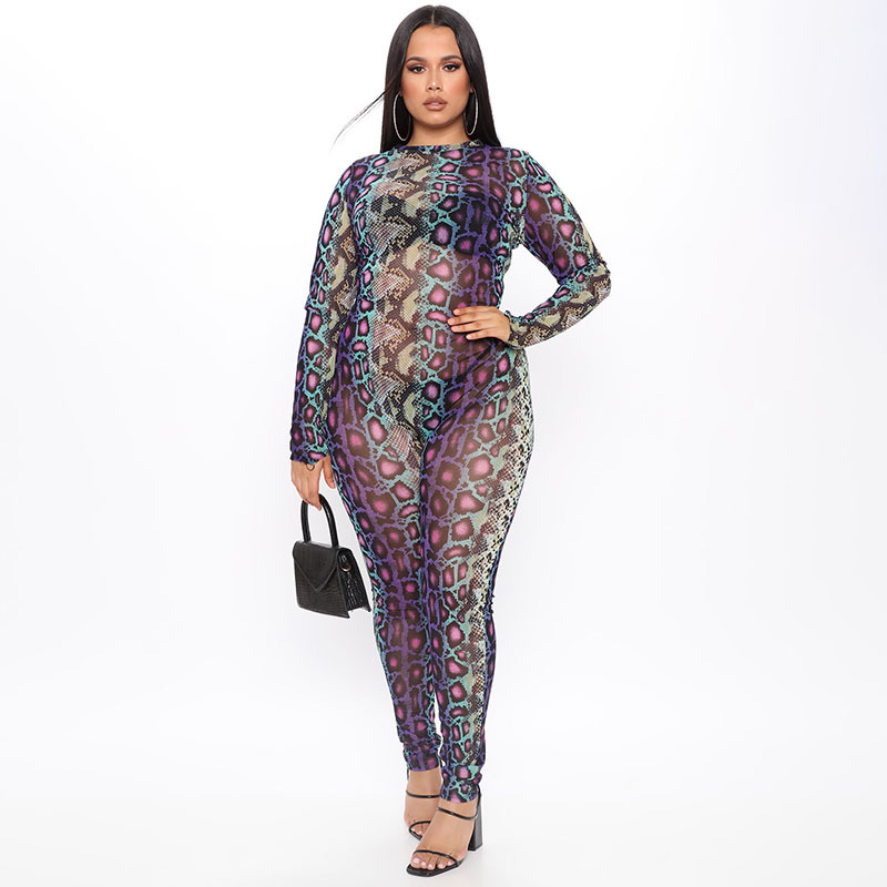 Snake Print Long-Sleeved Bodysuit NSMX26915