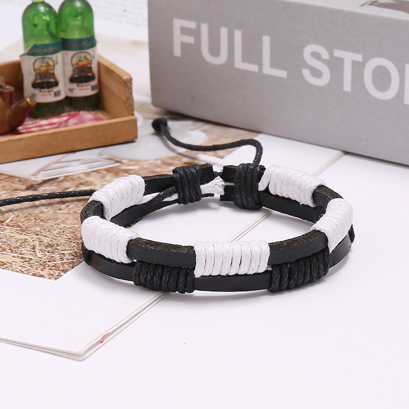 simple retro woven cowhide bracelet