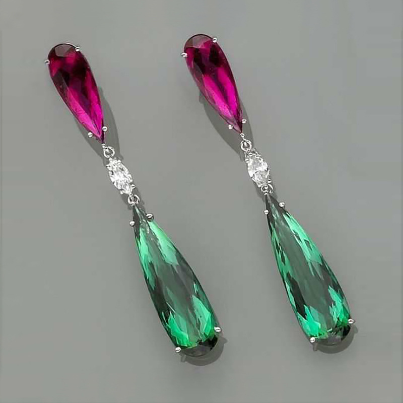 fashion color long water drop copper earrings wholesalepicture1