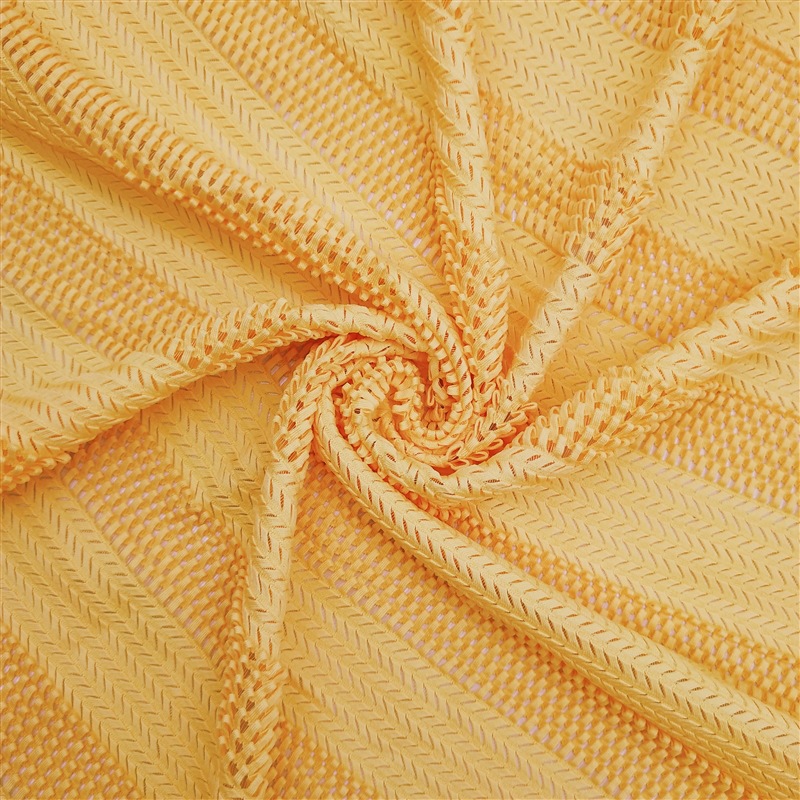 厂家直销 全涤低弹麦穗网 提花网眼布 透气女装时尚服装布料