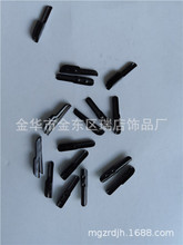 厂家批发2CM长两点指甲扣黑色铁扣子绳子倒扣半包头绳扣倒刺铁
