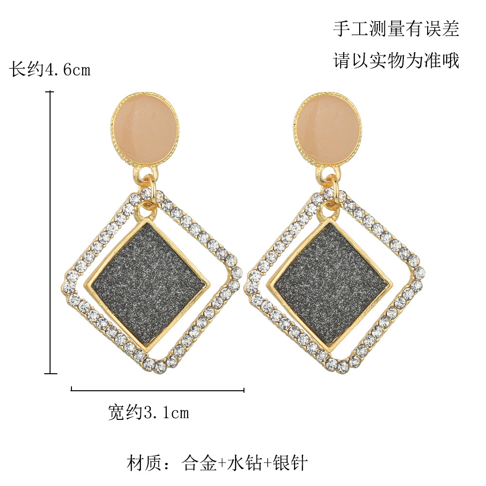 925 Argent Aiguille Super Flash Creux Géométrie Losange Boucles D'oreilles Diamant Mat Texture Gracieuse En Ligne Influenceur Longue Boucles Gouttes Pour Les Oreilles display picture 1