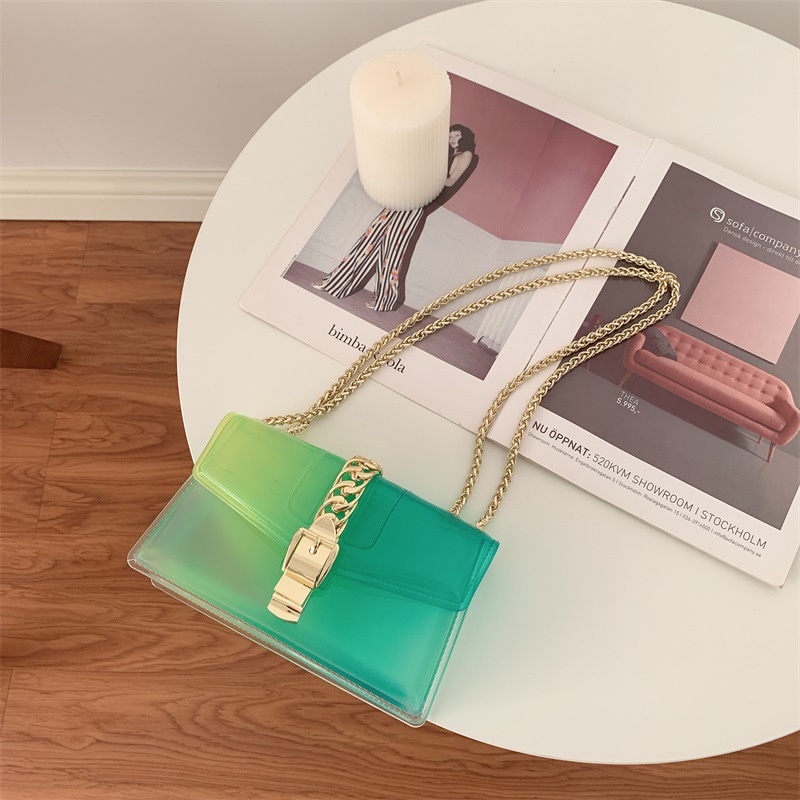Summer 2025 new gradient jelly bag, fashionable color-blocking chain bag, crossbody single-shoulder bag, ladies' small bag undefined