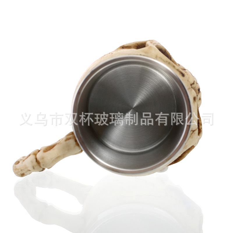 Suministro directo de fábrica resina creativa cráneo de acero inoxidable taza 3D 3D creativo taza de café de comercio exterior