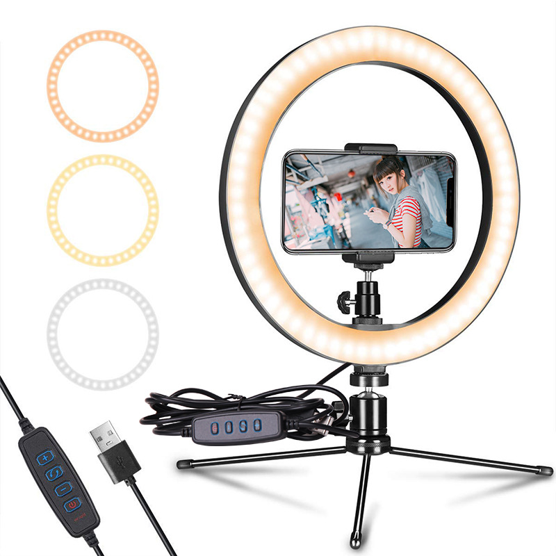 Small desktop bracket ring light USB pho...