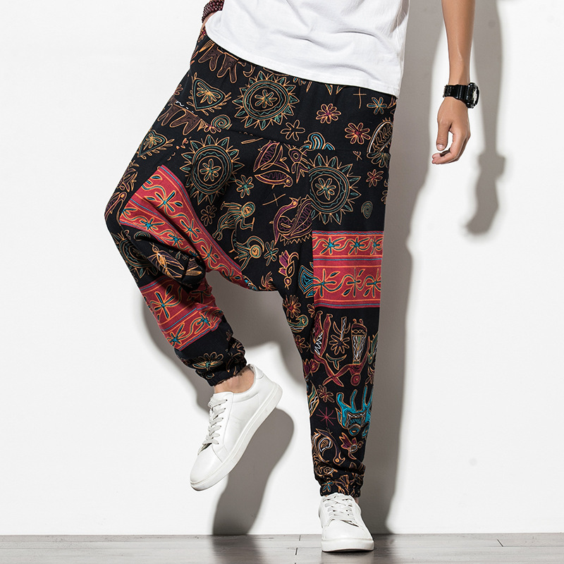 Men's Nine-point Cotton And Linen Casual Hip-hop Loose Harem Pants