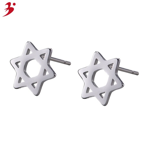 Factory Direct Sales Stainless Steel Personality Six-pointed Star Earrings Star Earring Simple and Personalized in Internet Famous Korean and Japanese Style Accessories 