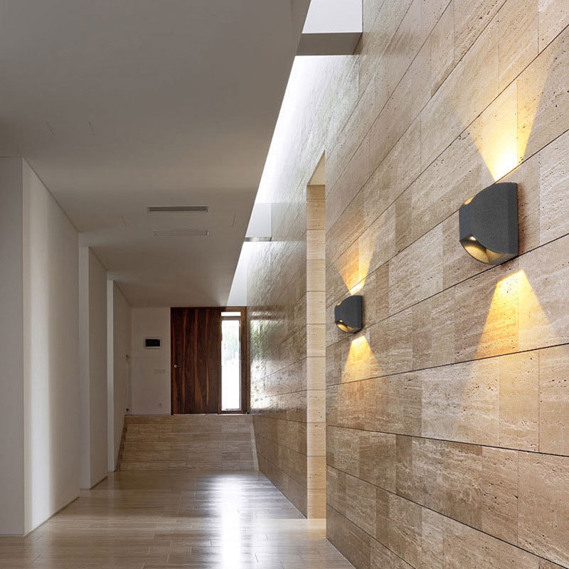 LED简约户外防水壁灯上下照壁灯双头铝材壁灯走廊过道庭院阳台灯|ru