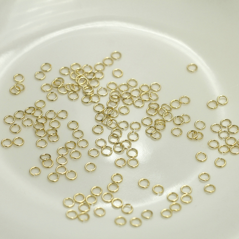 14K保色金开口小圆圈diy饰品配件外径3mm4mm5mm饰品配件连接材料