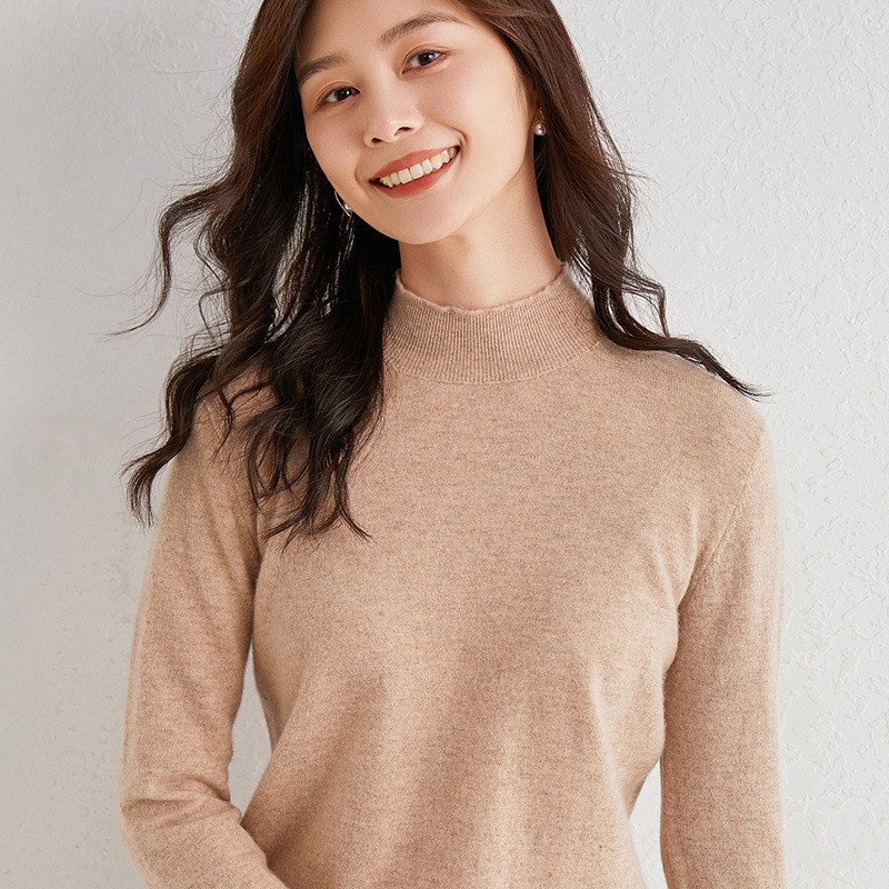 半高领羊毛衫女毛衣套头羊绒秋冬新款纯色百搭短款中领打底针织衫