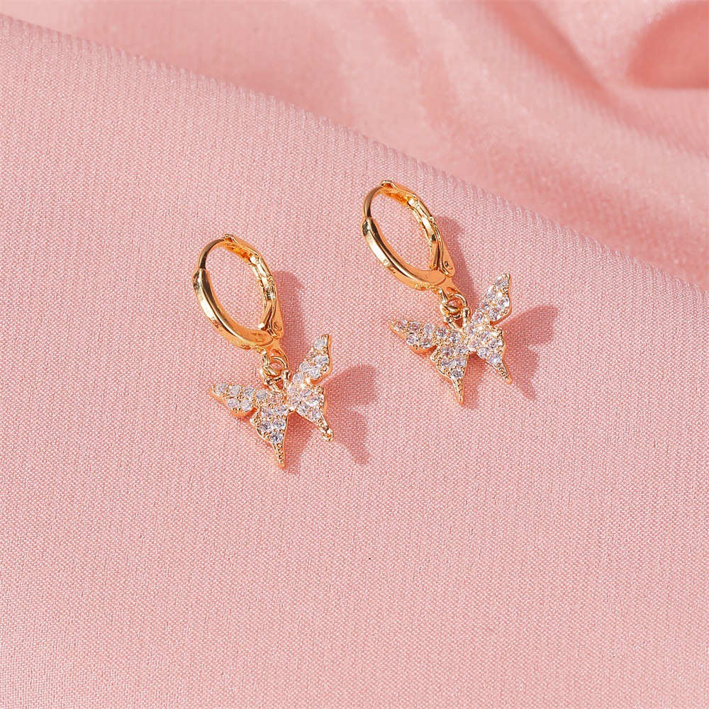 Korean Fashion Earrings Temperament Diamond Small Butterfly Earrings Ear Buckle Super Fairy Forest Simple Earrings display picture 8